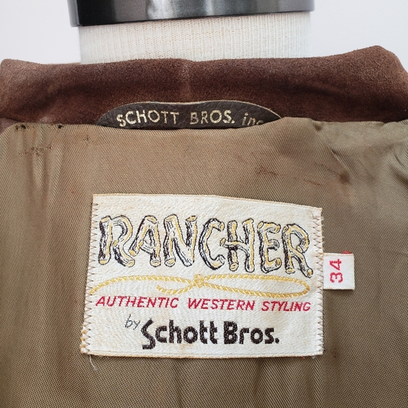 Vintage Rancher by Schott Bros Brown Suede Leather Fringed Jacket, Size 34 - Picture 6 of 8